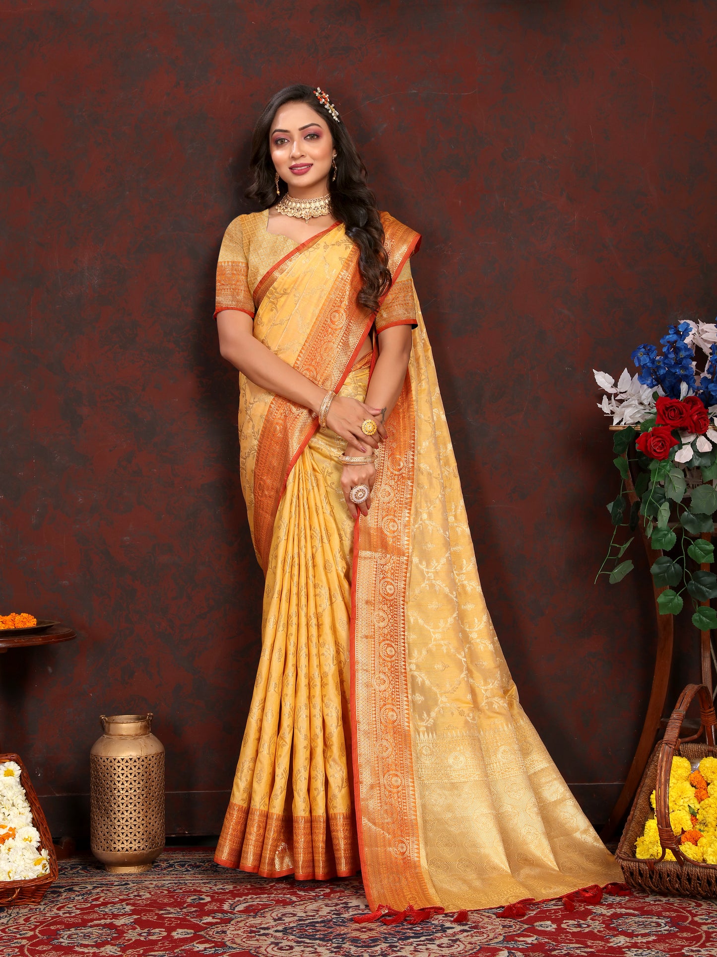 Soft Katan Silk Saree with Zari Weaving Design