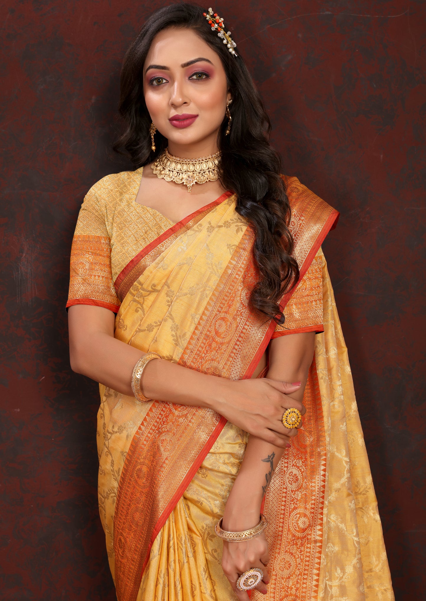 Soft Katan Silk Saree with Zari Weaving Design