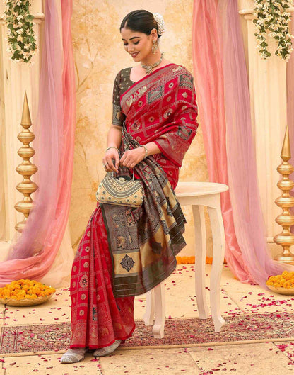 Women's Mustard Yellow Banarasi Silk Saree with Rich Woven Zari Border & Unstitched Blouse