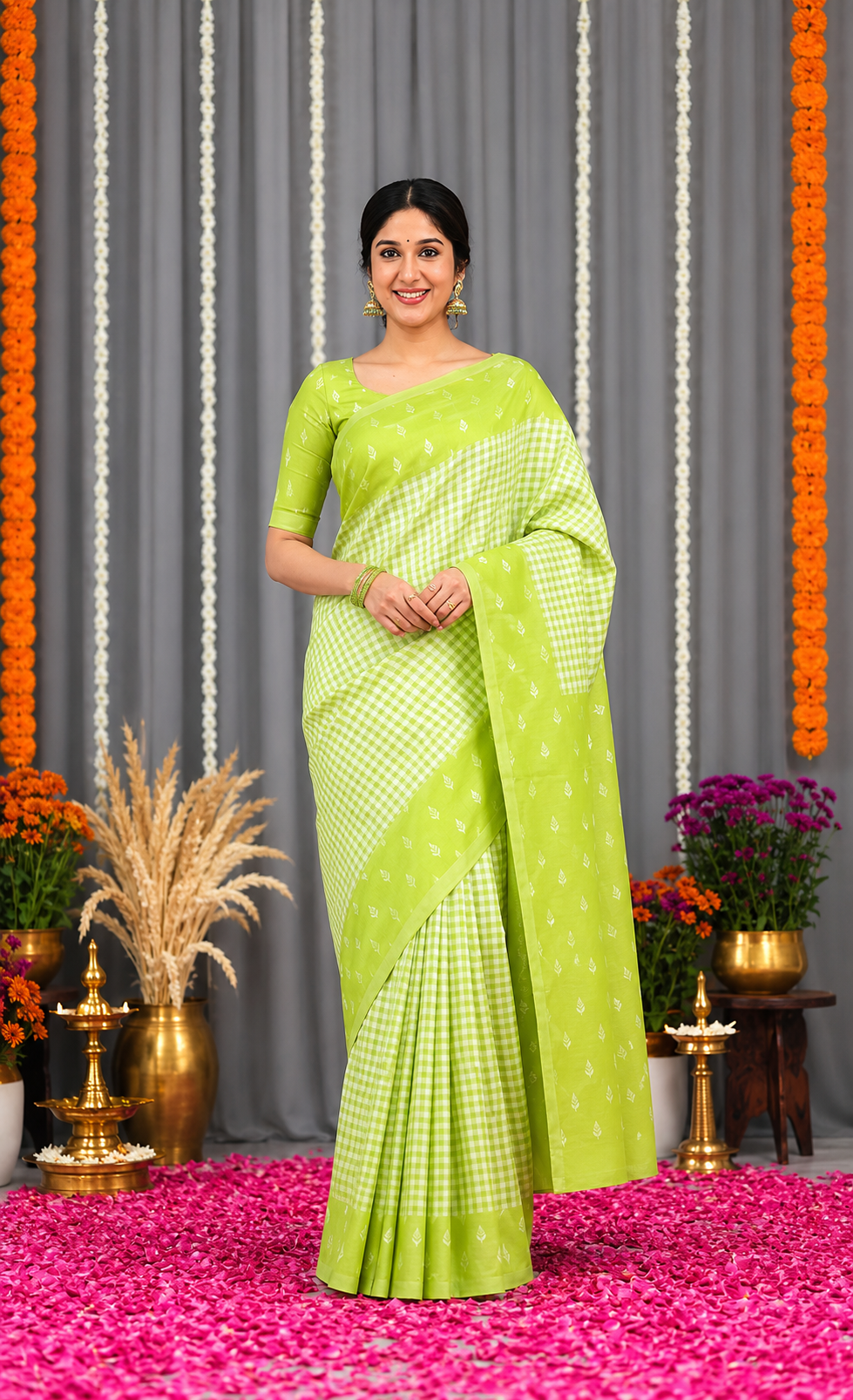 KeKoVi Women's Light Golden Yellow Banarasi Silk Saree with Rich Zari Border & Unstitched Blouse
