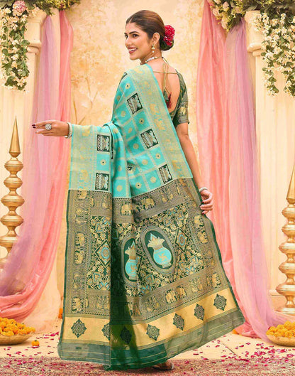Women's Mustard Yellow Banarasi Silk Saree with Rich Woven Zari Border & Unstitched Blouse