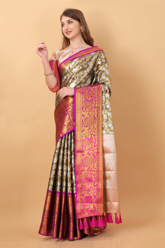 Soft Kanjivaram Silk Saree with Rich Jacquard Jari Work