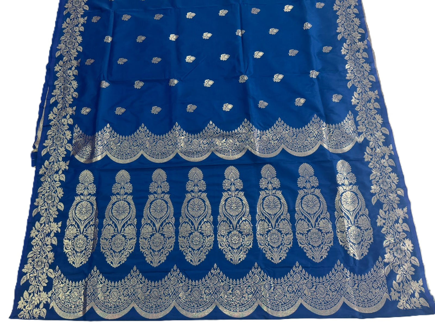 Royal Blue Banarasi Silk Saree with Silver Zari Woven Border & Rich Pallu | Wedding & Festive Wear