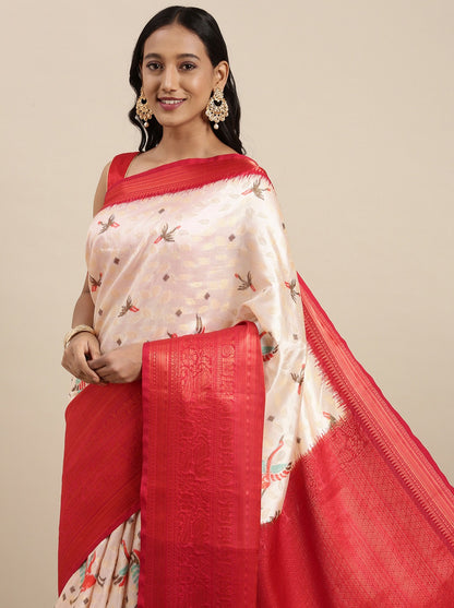 Soft Kanjivaram Silk Saree with Kalamkari Design