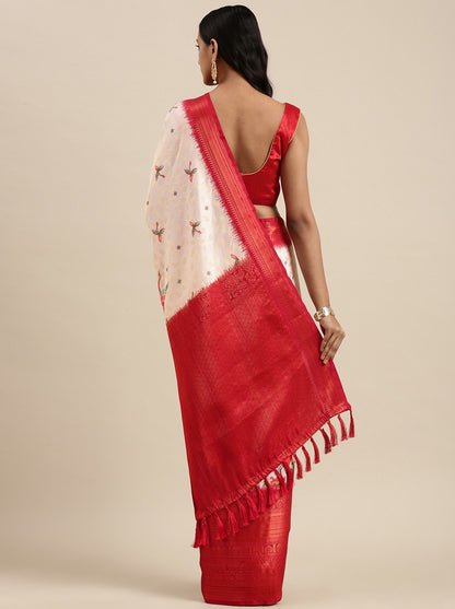 Soft Kanjivaram Silk Saree with Kalamkari Design