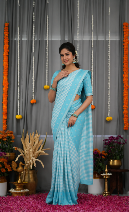 KeKoVi Women's Light Golden Yellow Banarasi Silk Saree with Rich Zari Border & Unstitched Blouse