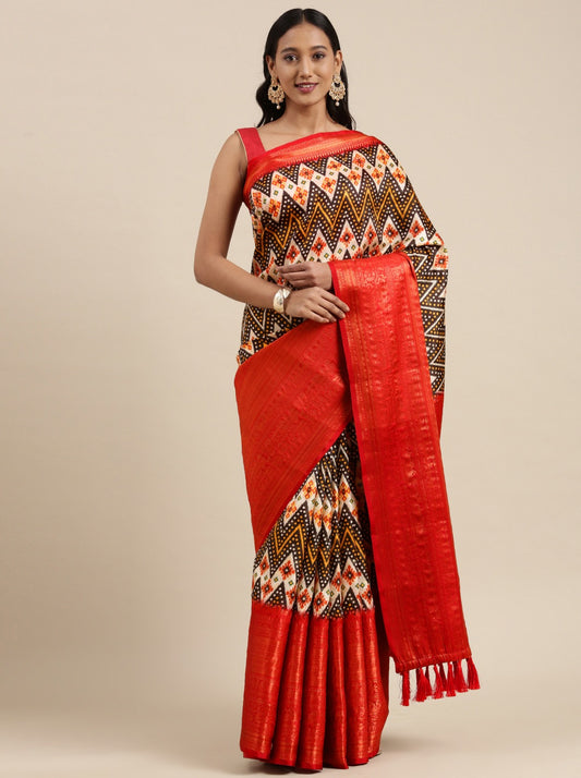 Soft Kanjivaram Silk Saree with Kalamkari Design