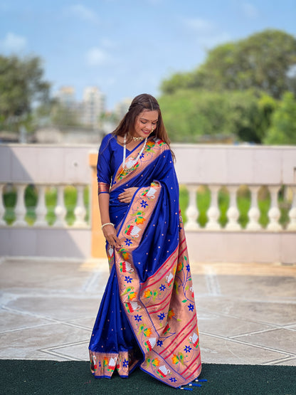 Royal Blue Woven Design Paithani Silk Saree