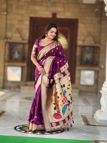 Woven Design Zari Pure Silk Paithani Saree