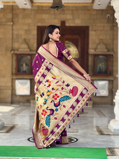Woven Design Zari Pure Silk Paithani Saree
