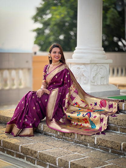 Woven Design Zari Pure Silk Paithani Saree