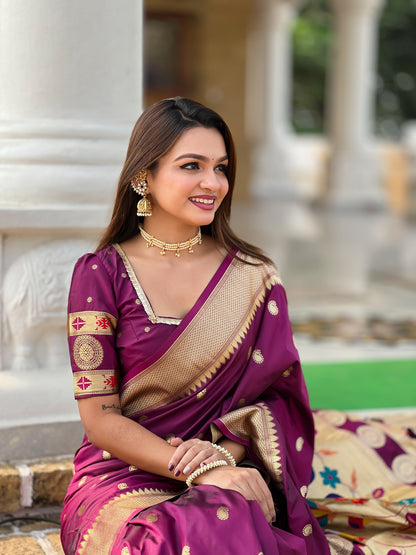 Woven Design Zari Pure Silk Paithani Saree