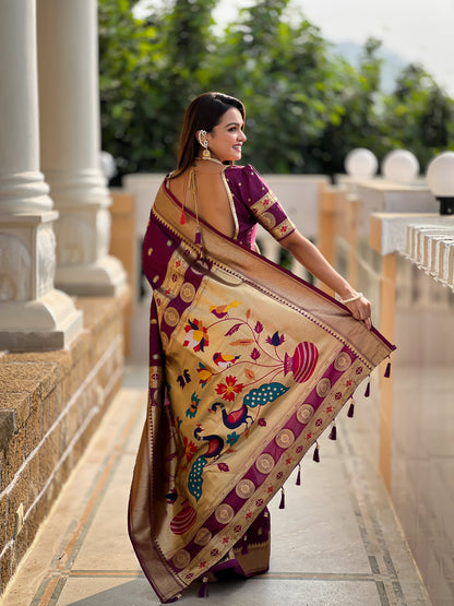 Woven Design Zari Pure Silk Paithani Saree