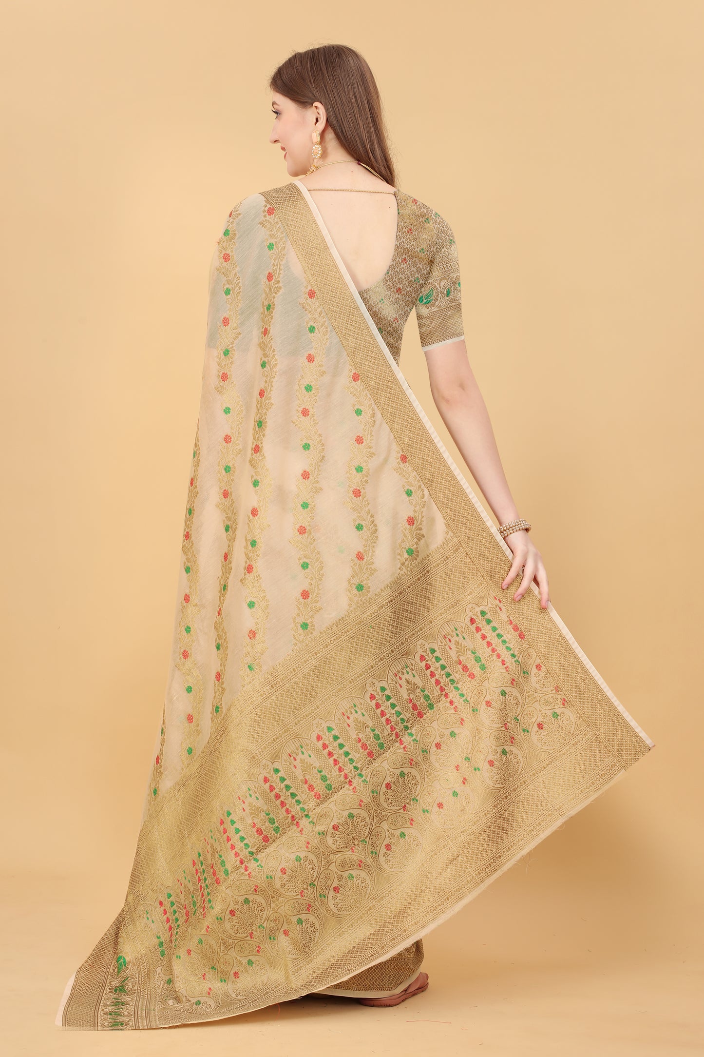 Soft cotton  saree with zari  weawing design  and Rich Zari weawing Pallu with  zari weawing  border