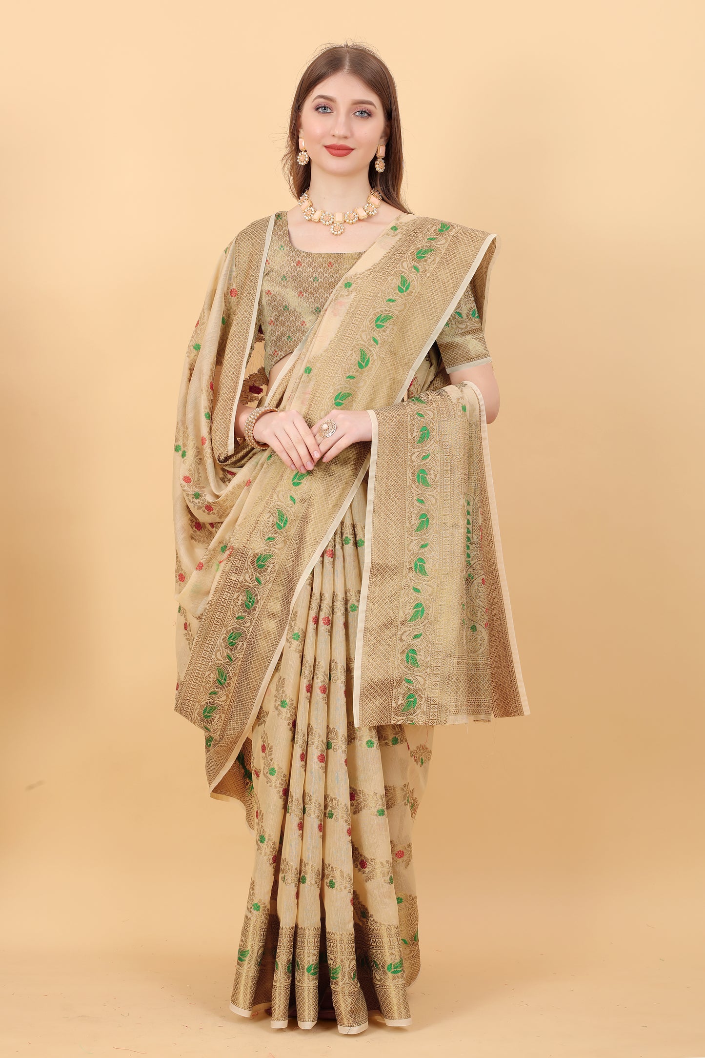 Soft cotton  saree with zari  weawing design  and Rich Zari weawing Pallu with  zari weawing  border