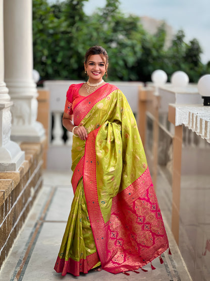 Minakari Green Wedding Special Saree
