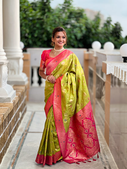 Minakari Green Wedding Special Saree
