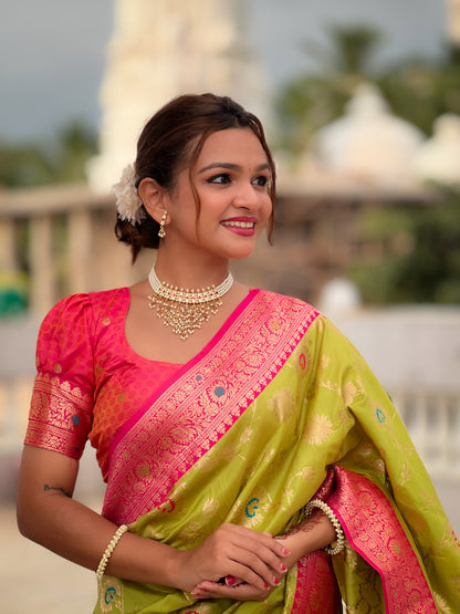 Minakari Green Wedding Special Saree