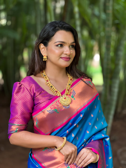 Soft Pethani Silk Saree With Zari Weaving & Minakari Motifs Design