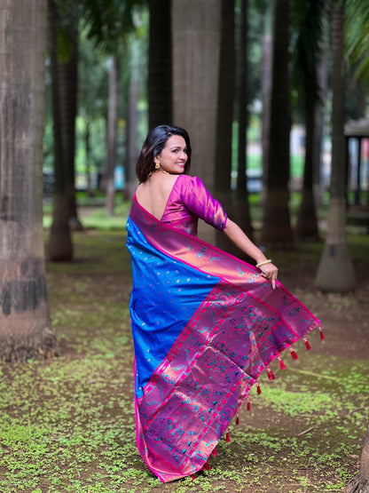 Soft Pethani Silk Saree With Zari Weaving & Minakari Motifs Design