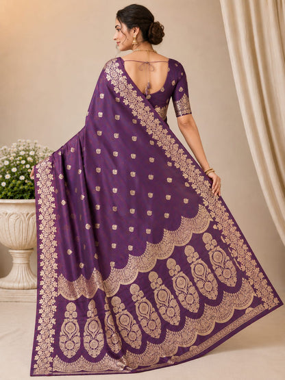 Royal Blue Banarasi Silk Saree with Silver Zari Woven Border & Rich Pallu | Wedding & Festive Wear