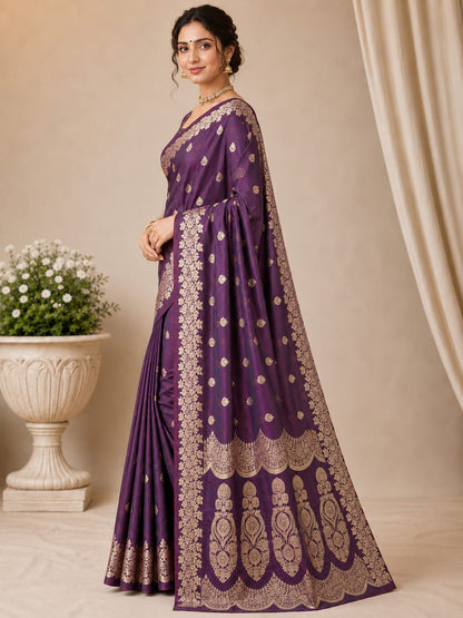 Royal Blue Banarasi Silk Saree with Silver Zari Woven Border & Rich Pallu | Wedding & Festive Wear