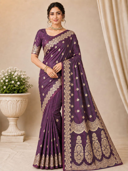 Royal Blue Banarasi Silk Saree with Silver Zari Woven Border & Rich Pallu | Wedding & Festive Wear