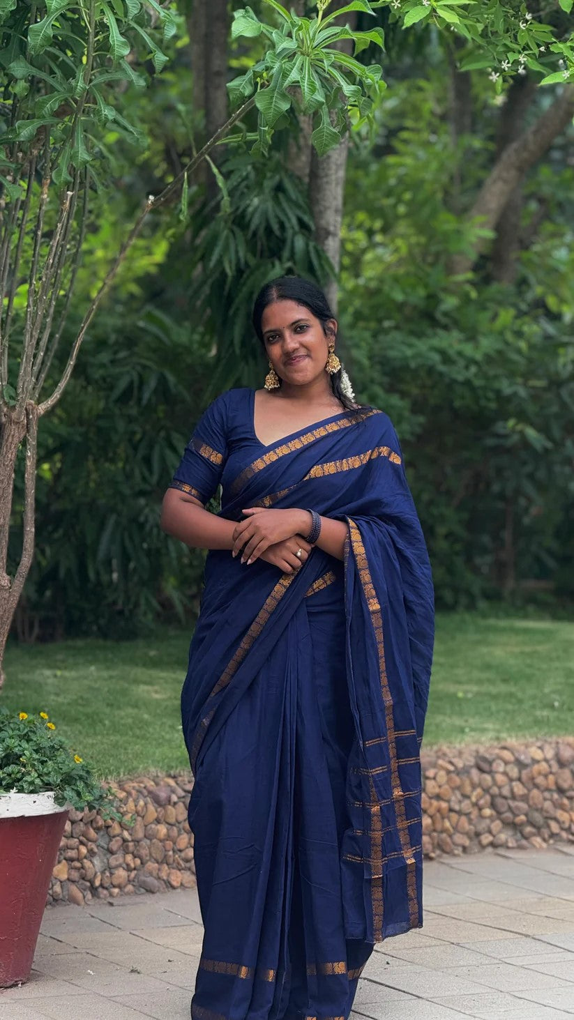 KeKoVi Dark Forest Green Soft Silk Saree with Elegant Gold Border | Traditional Festive Wear for Women