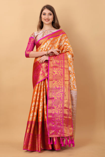 Soft Kanjivaram Silk Saree with Rich Jacquard Jari Work