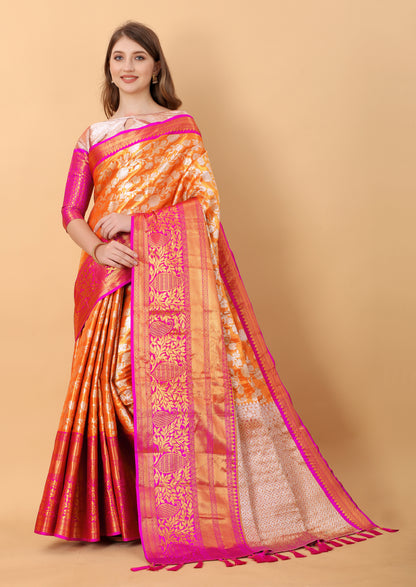 Soft Kanjivaram Silk Saree with Rich Jacquard Jari Work