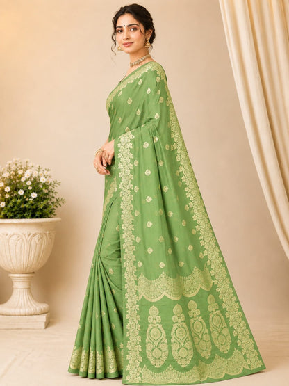 Royal Blue Banarasi Silk Saree with Silver Zari Woven Border & Rich Pallu | Wedding & Festive Wear