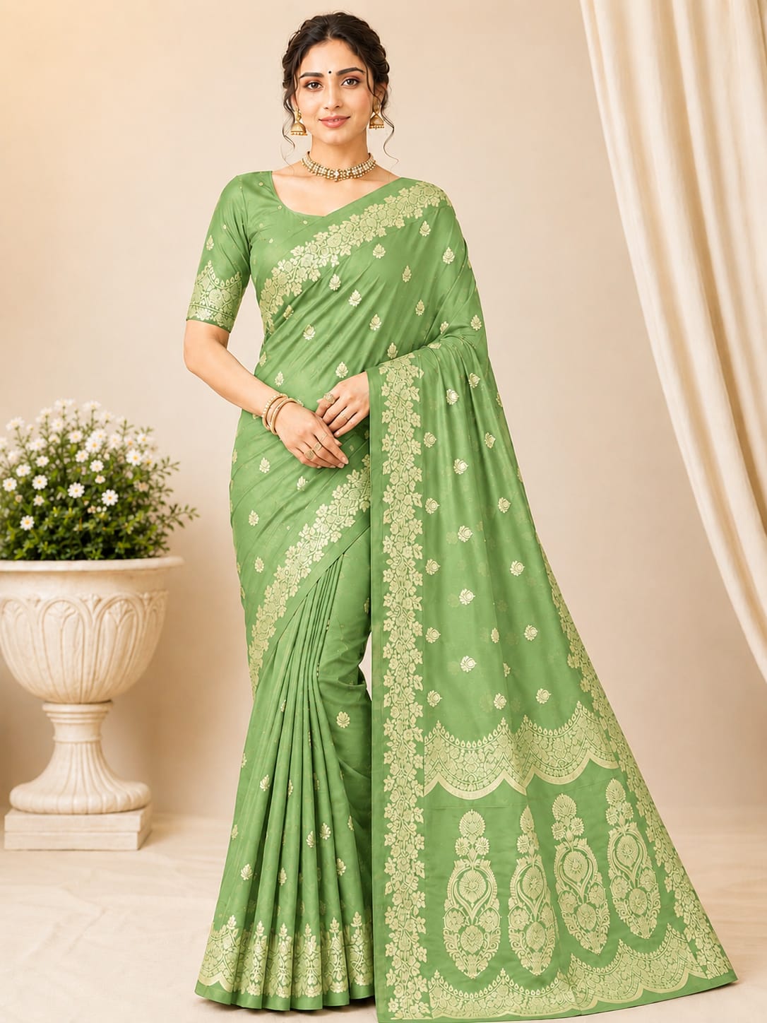 Royal Blue Banarasi Silk Saree with Silver Zari Woven Border & Rich Pallu | Wedding & Festive Wear