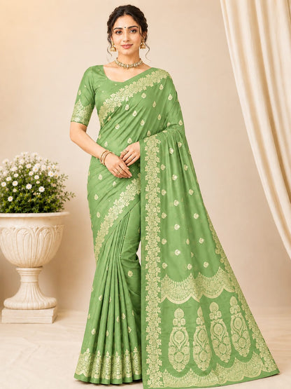 Royal Blue Banarasi Silk Saree with Silver Zari Woven Border & Rich Pallu | Wedding & Festive Wear