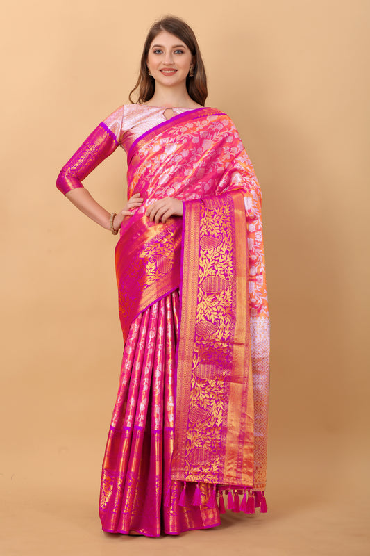 Soft Kanjivaram Silk Saree with Rich Jacquard Jari Work