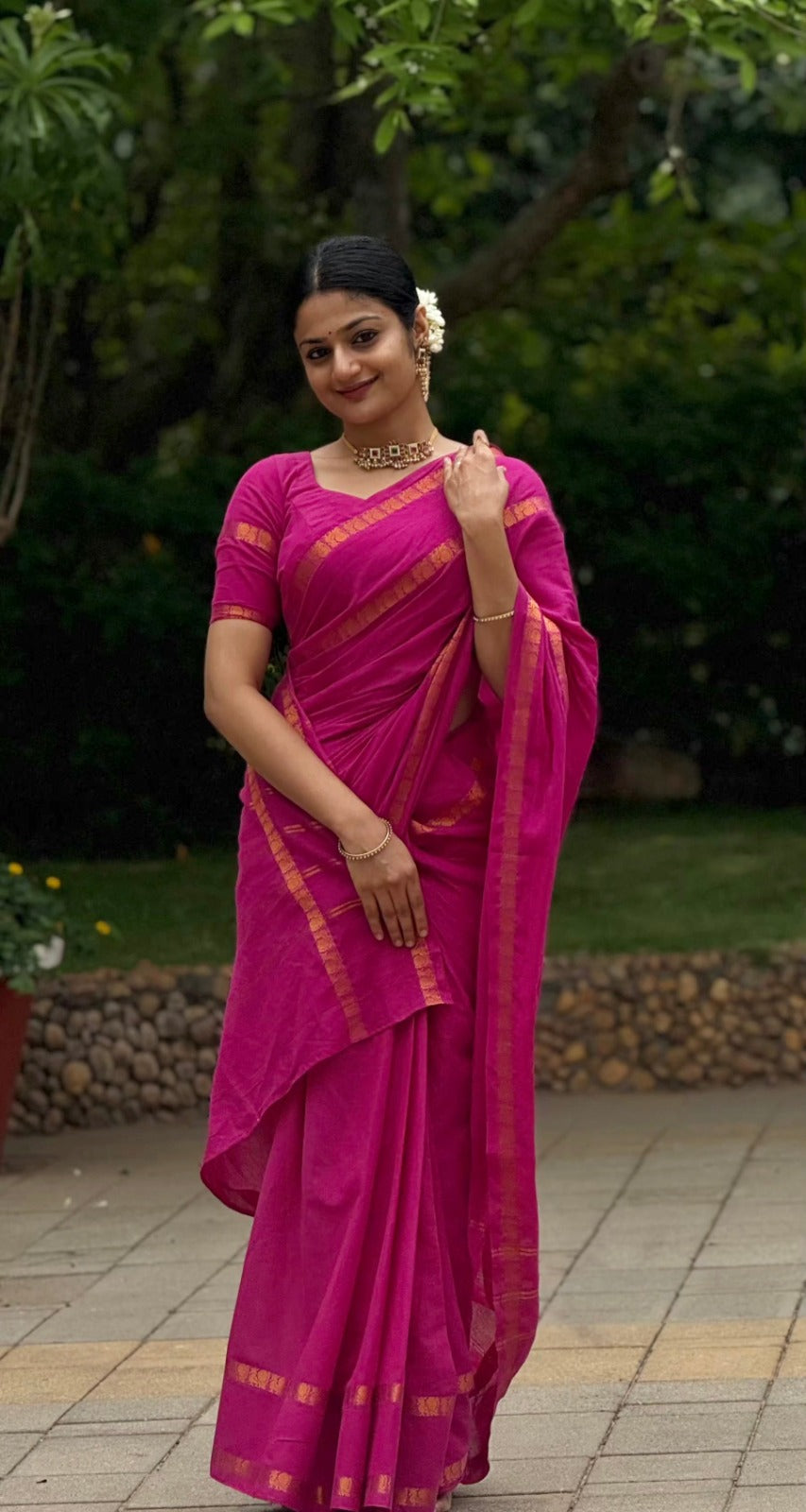 KeKoVi Dark Forest Green Soft Silk Saree with Elegant Gold Border | Traditional Festive Wear for Women
