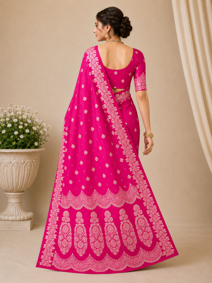 Royal Blue Banarasi Silk Saree with Silver Zari Woven Border & Rich Pallu | Wedding & Festive Wear
