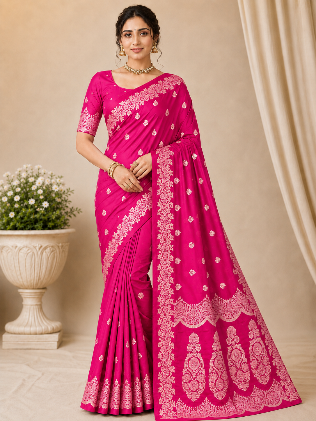 Royal Blue Banarasi Silk Saree with Silver Zari Woven Border & Rich Pallu | Wedding & Festive Wear