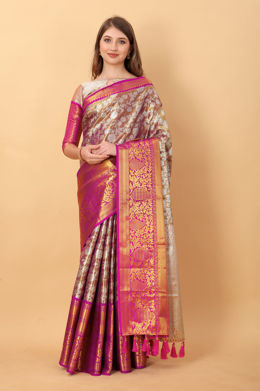 Soft Kanjivaram Silk Saree with Rich Jacquard Jari Work