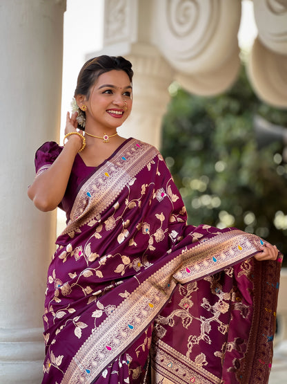 Women Floral Woven Saree with Blouse Piece