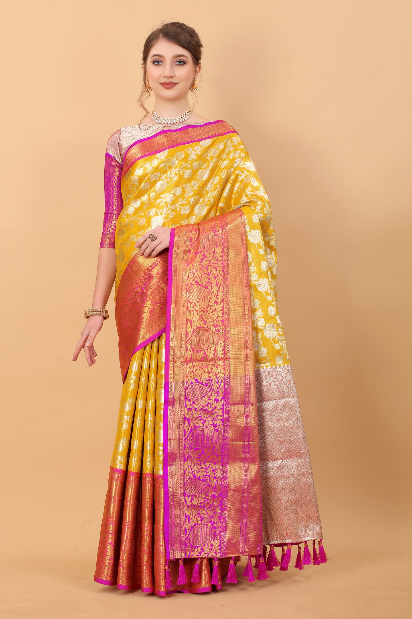 Soft Kanjivaram Silk Saree with Rich Jacquard Jari Work