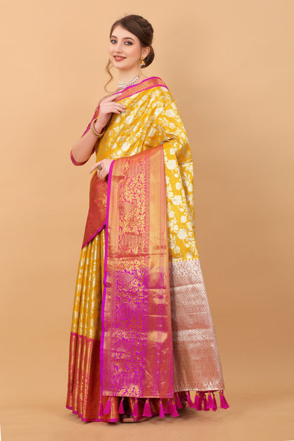 Soft Kanjivaram Silk Saree with Rich Jacquard Jari Work