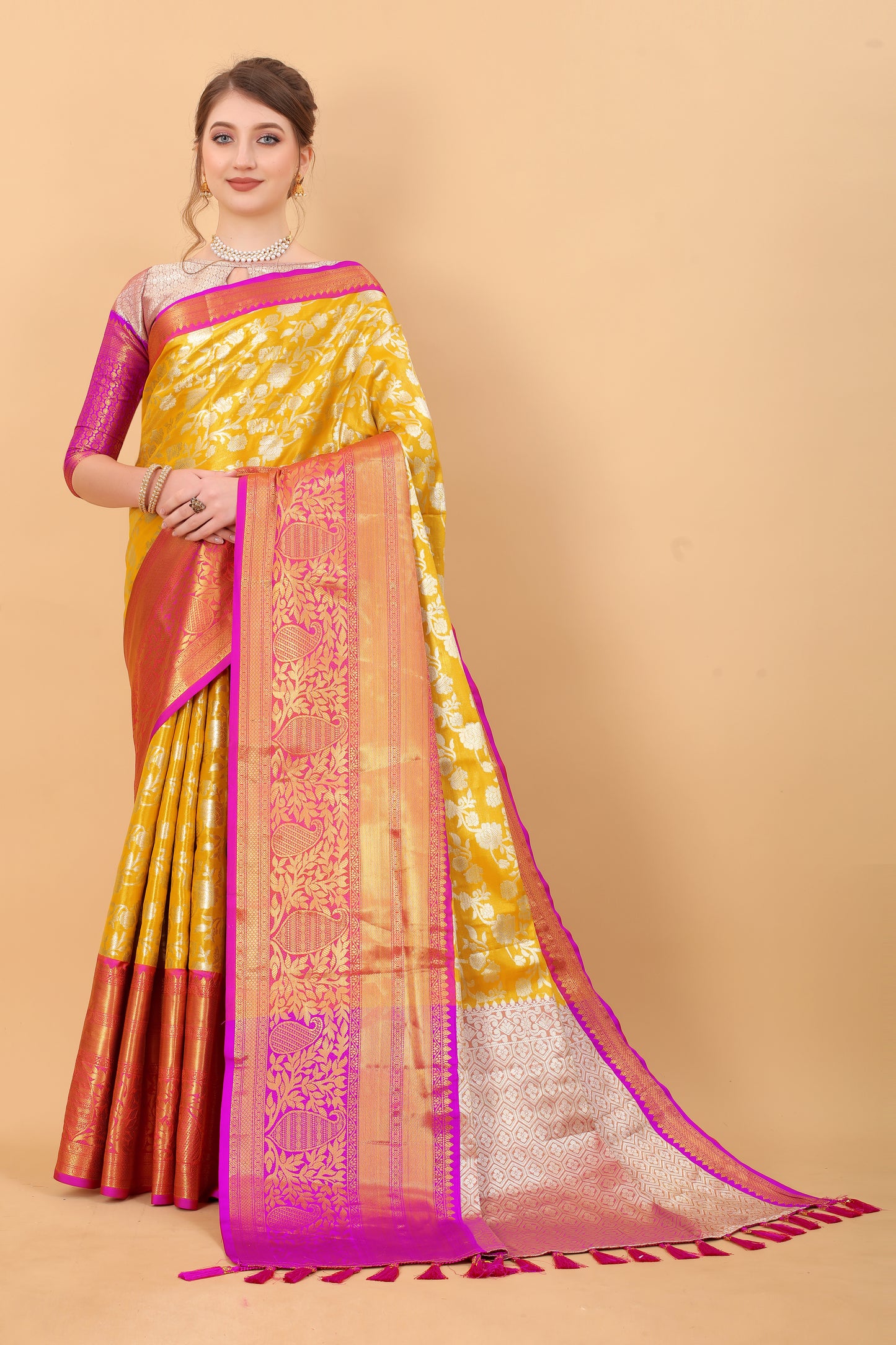 Soft Kanjivaram Silk Saree with Rich Jacquard Jari Work