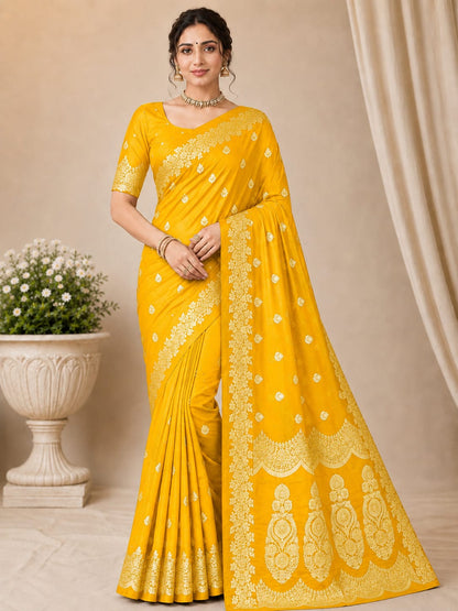 Royal Blue Banarasi Silk Saree with Silver Zari Woven Border & Rich Pallu | Wedding & Festive Wear