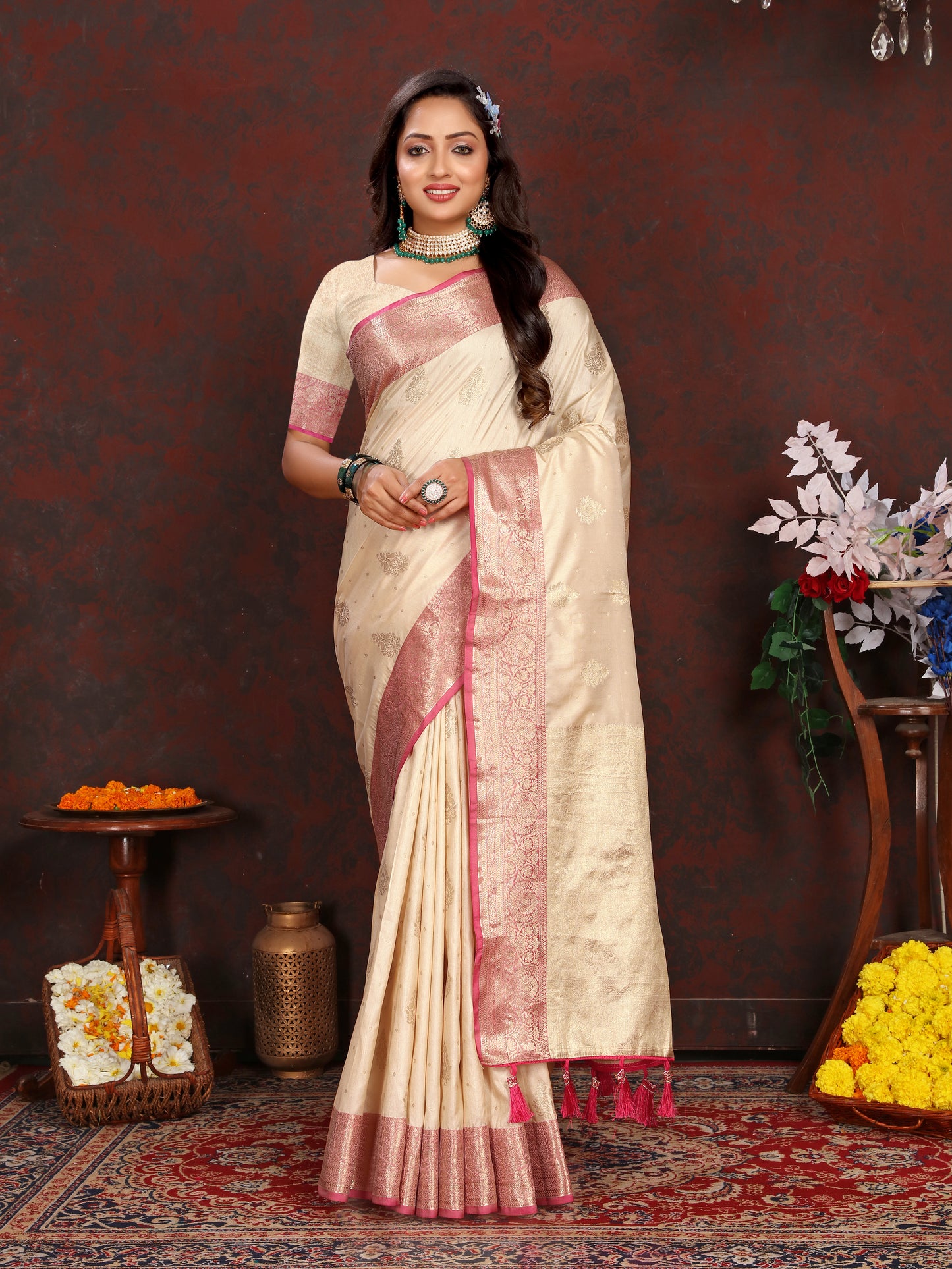 Soft Katan Silk Saree with Zari Weaving Design