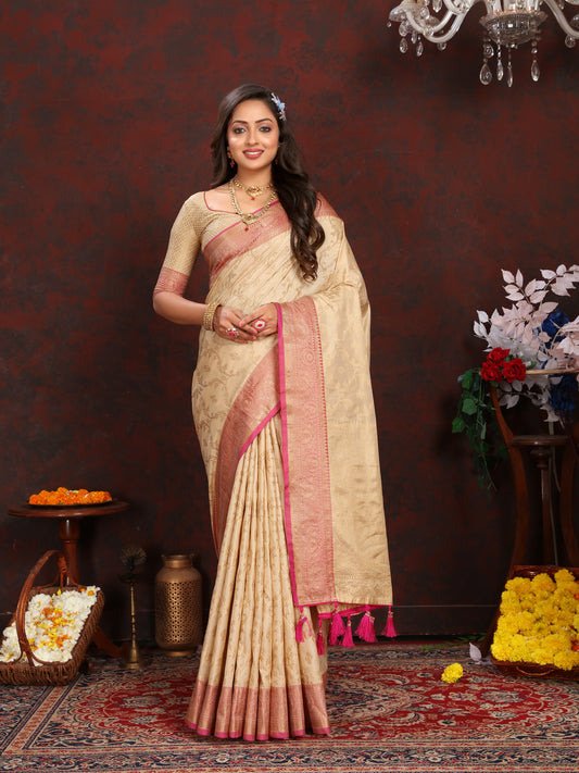 Soft Katan Silk Saree with Zari Weaving Design