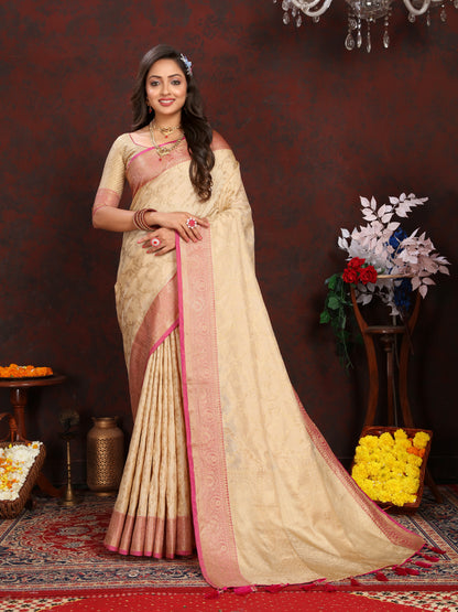 Soft Katan Silk Saree with Zari Weaving Design