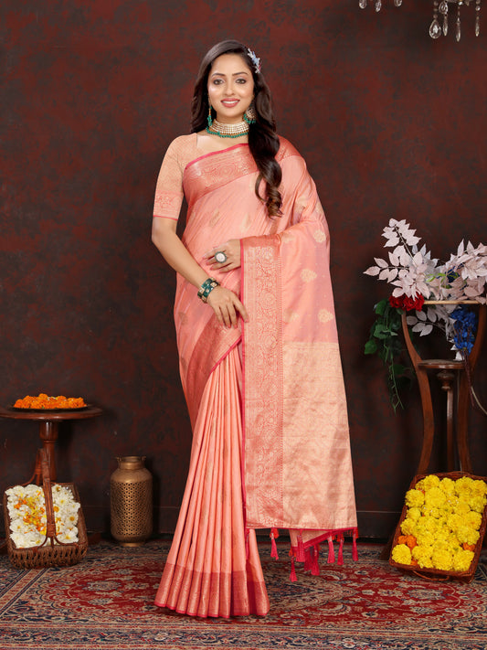 Soft Katan Silk Saree with Zari Weaving Design