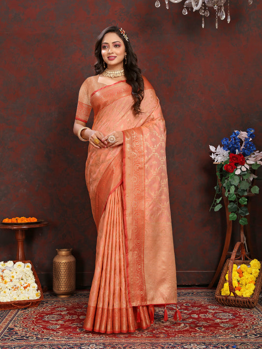 Soft Katan Silk Saree with Zari Weaving Design