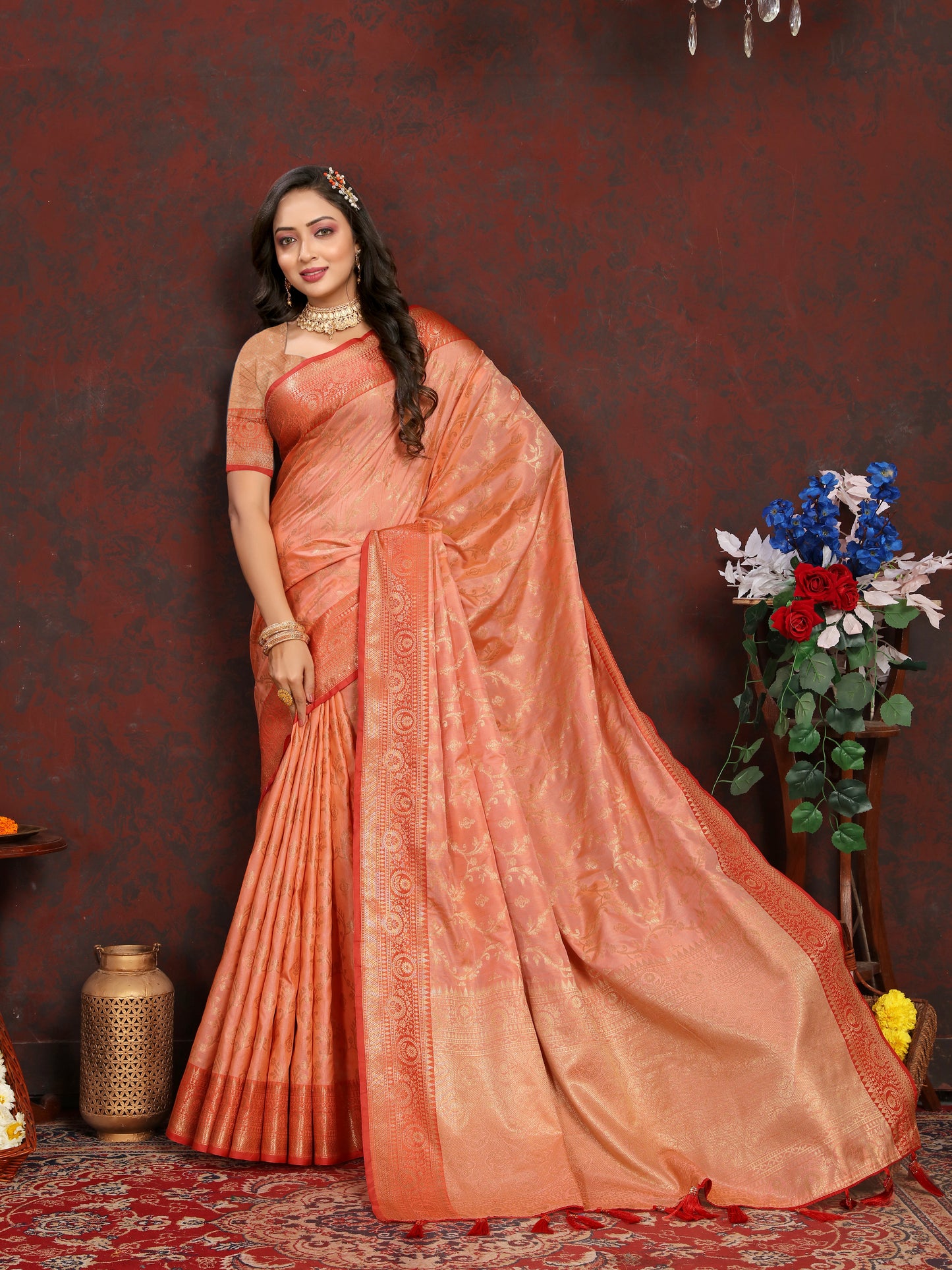 Soft Katan Silk Saree with Zari Weaving Design