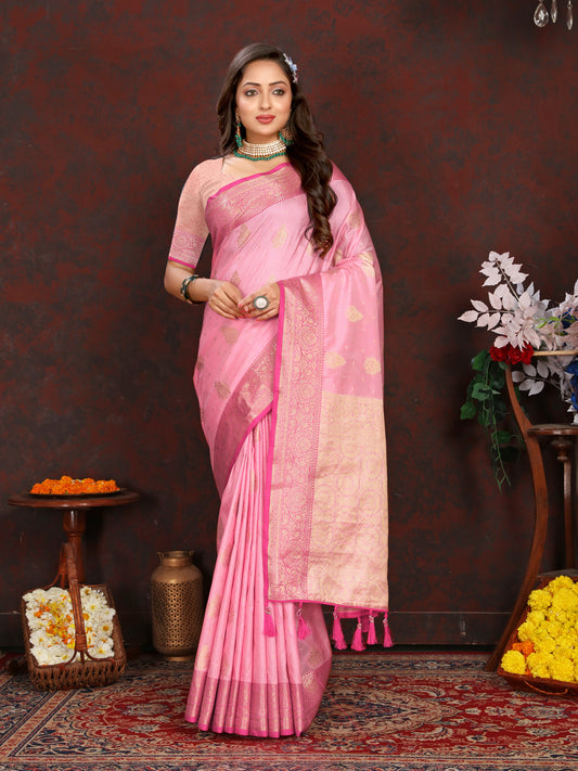 Soft Katan Silk Saree with Zari Weaving Design